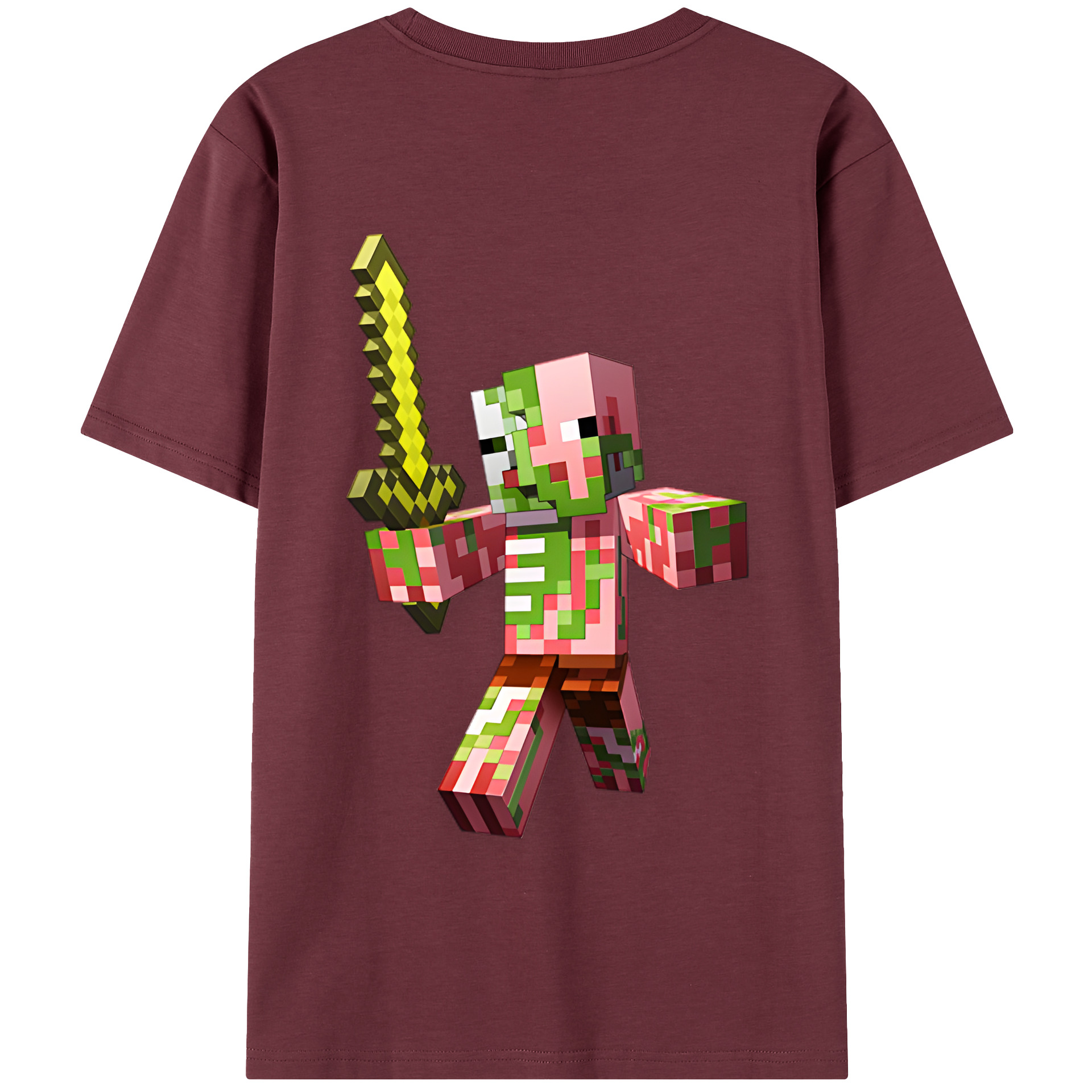 （画像用） マインクラフト ブロックの世界 Minecraft MC Block world 綿100％半袖Tシャツ（背面プリント）